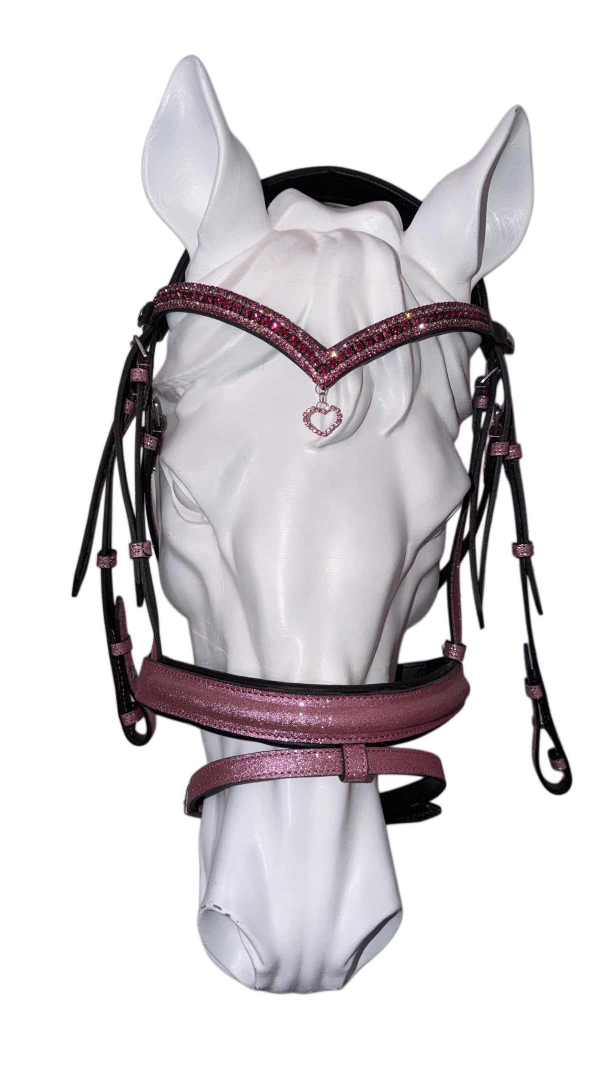 Bridle light pink with browband heart charm