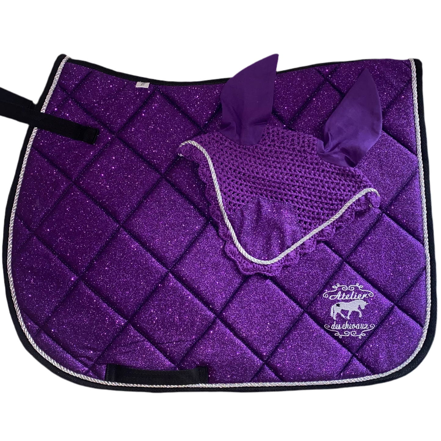 Sottosella e cuffietta da salto Viola glitter