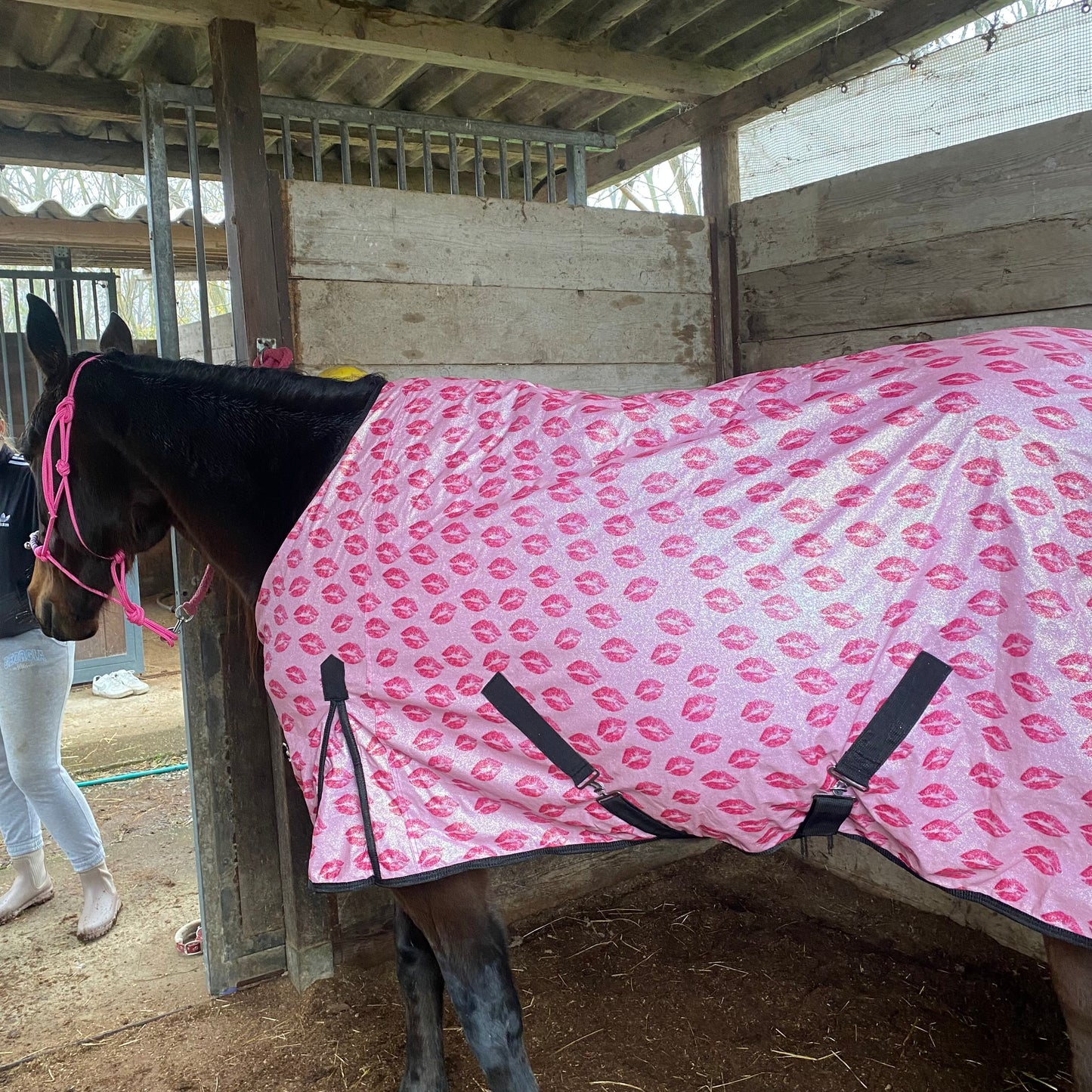 Blanket pink with kiss glitter