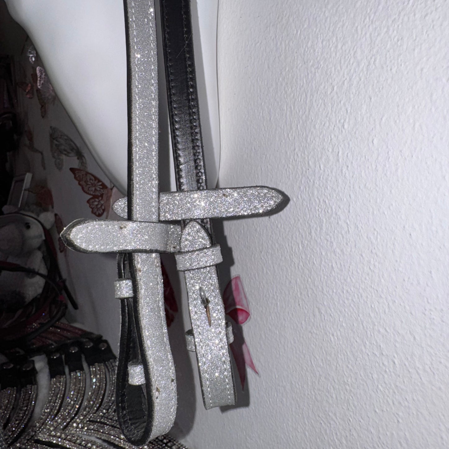 Bridle with reins silver glitter