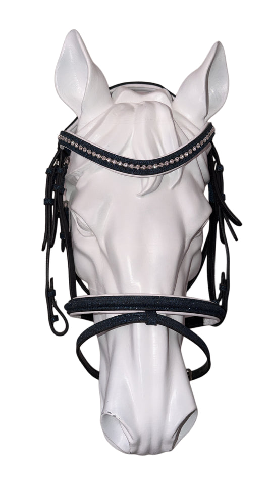 Bridle with reins dark blue glitter