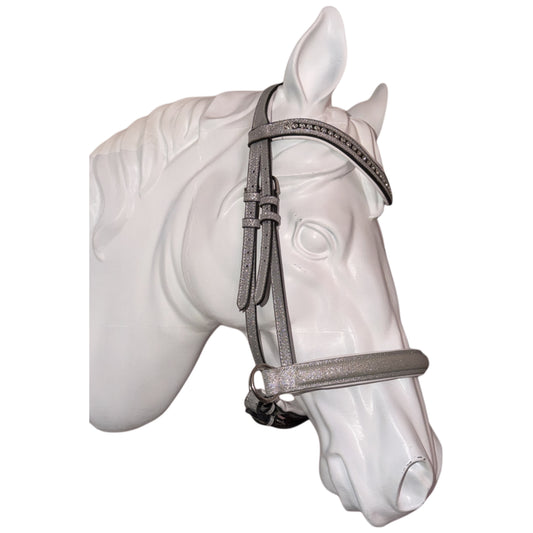 Bridle bitless with reins silver glitter