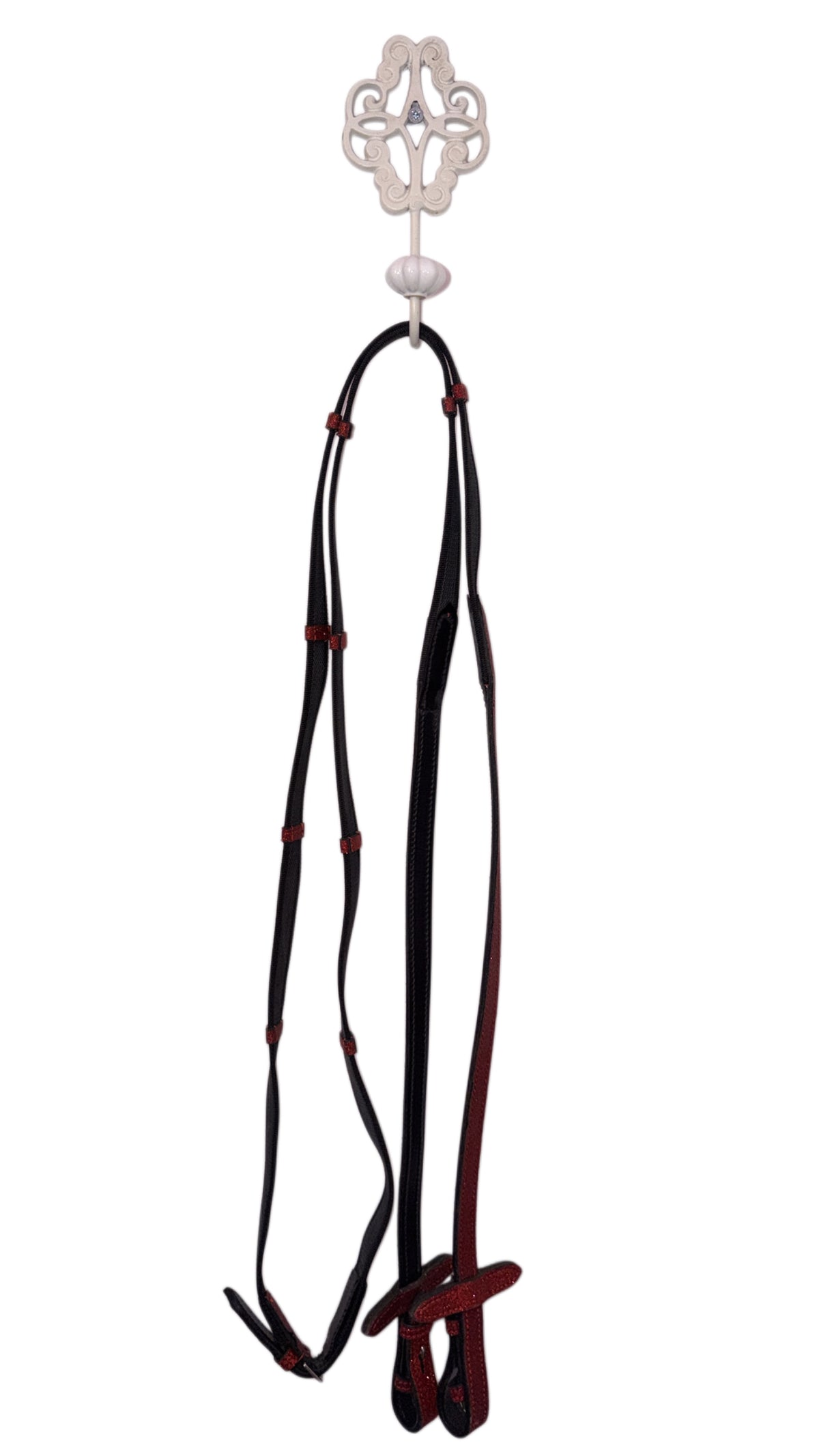 Bridle with reins red glitter