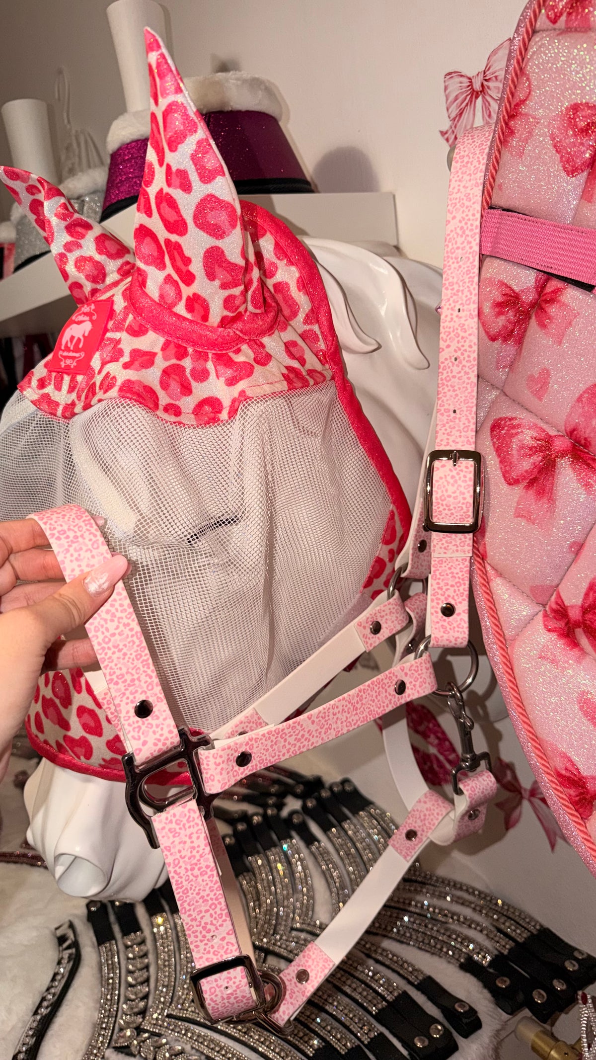 Halter BioThane Leopard pink