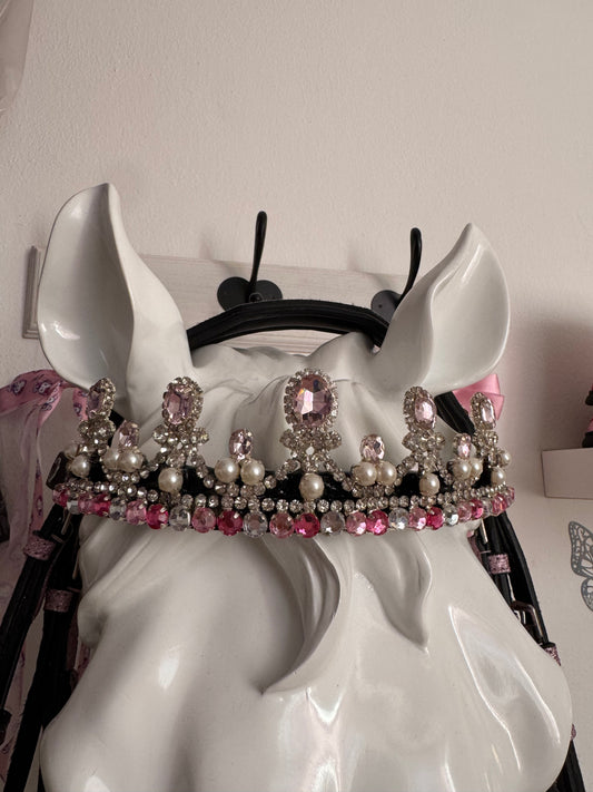 Browband crown light pink, fucshia and silver