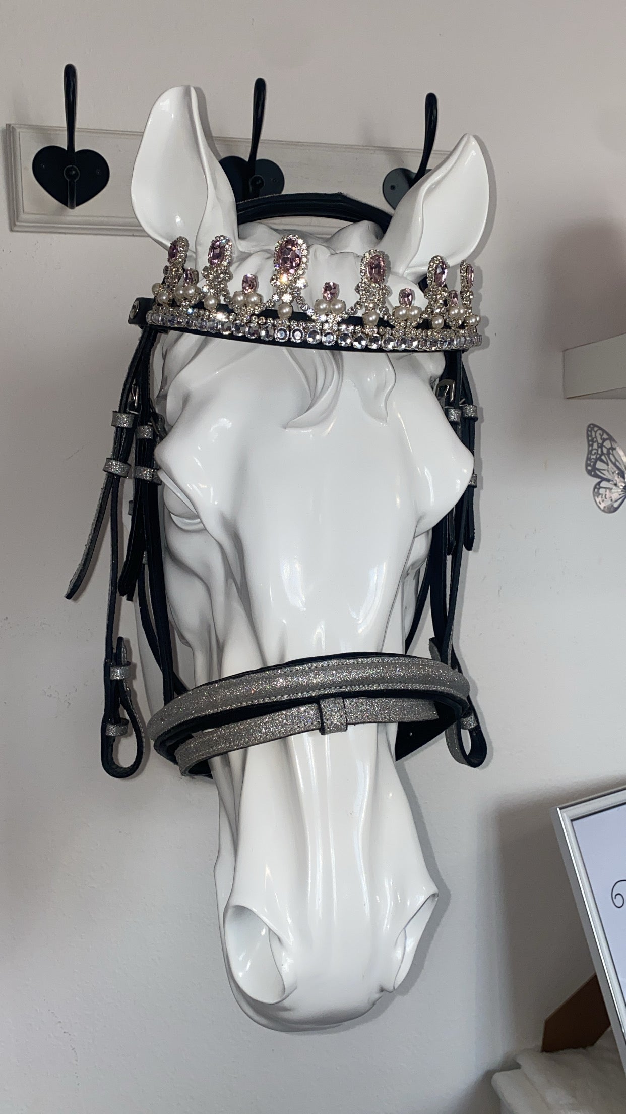 Testiera argento glitter con corona