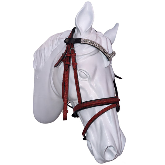 Bridle with reins red glitter