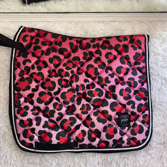 Saddlepad dressage Leopard fucshia glitter