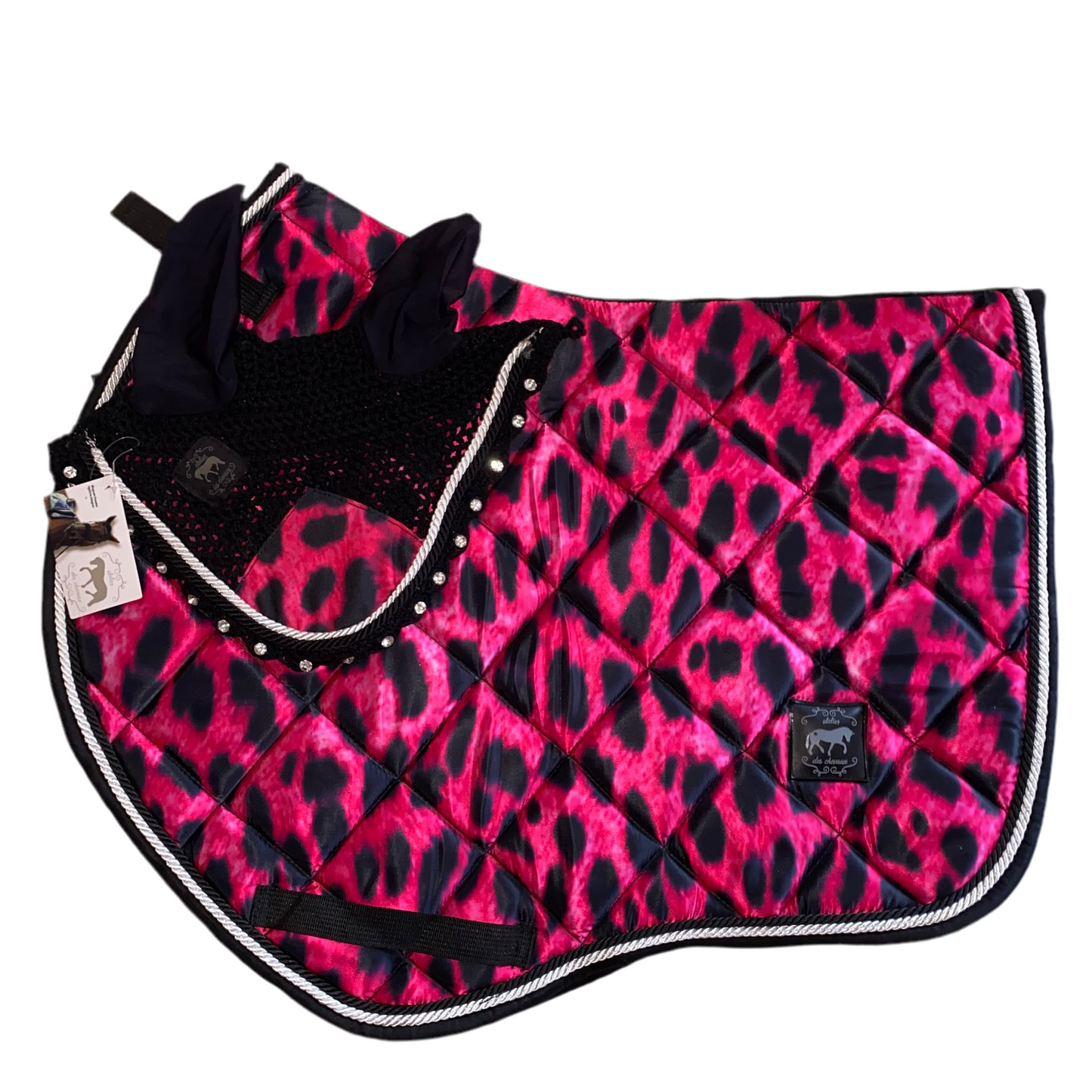 Sottosella e cuffietta fucsia leopardato da salto