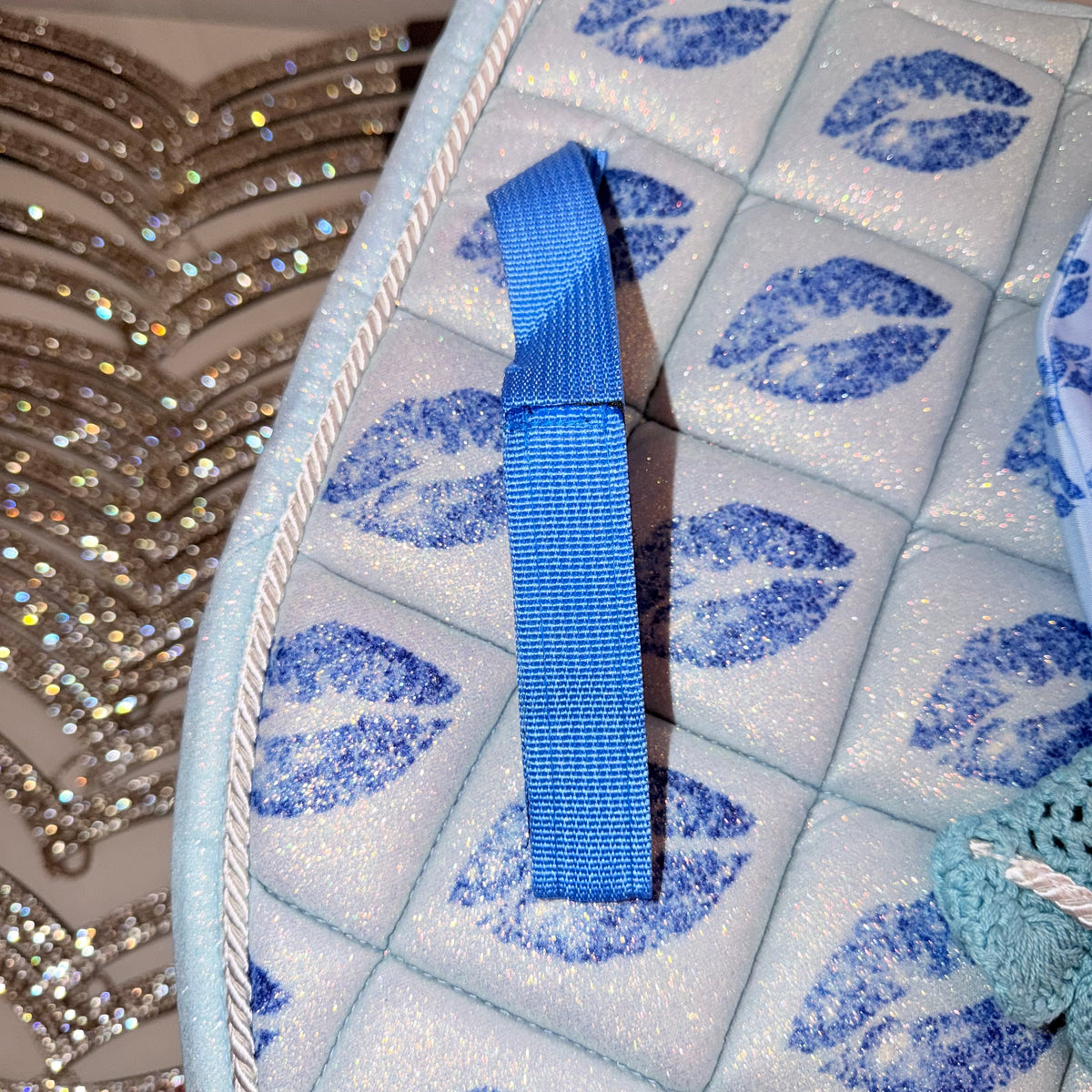 Saddlepad showjumping and bonnet blue glitter with kiss