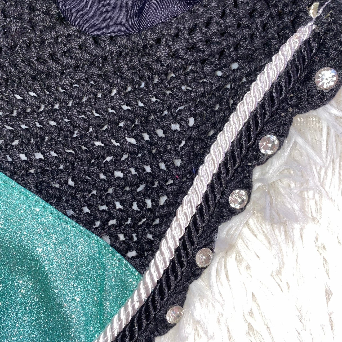 Cuffietta verde acqua glitter