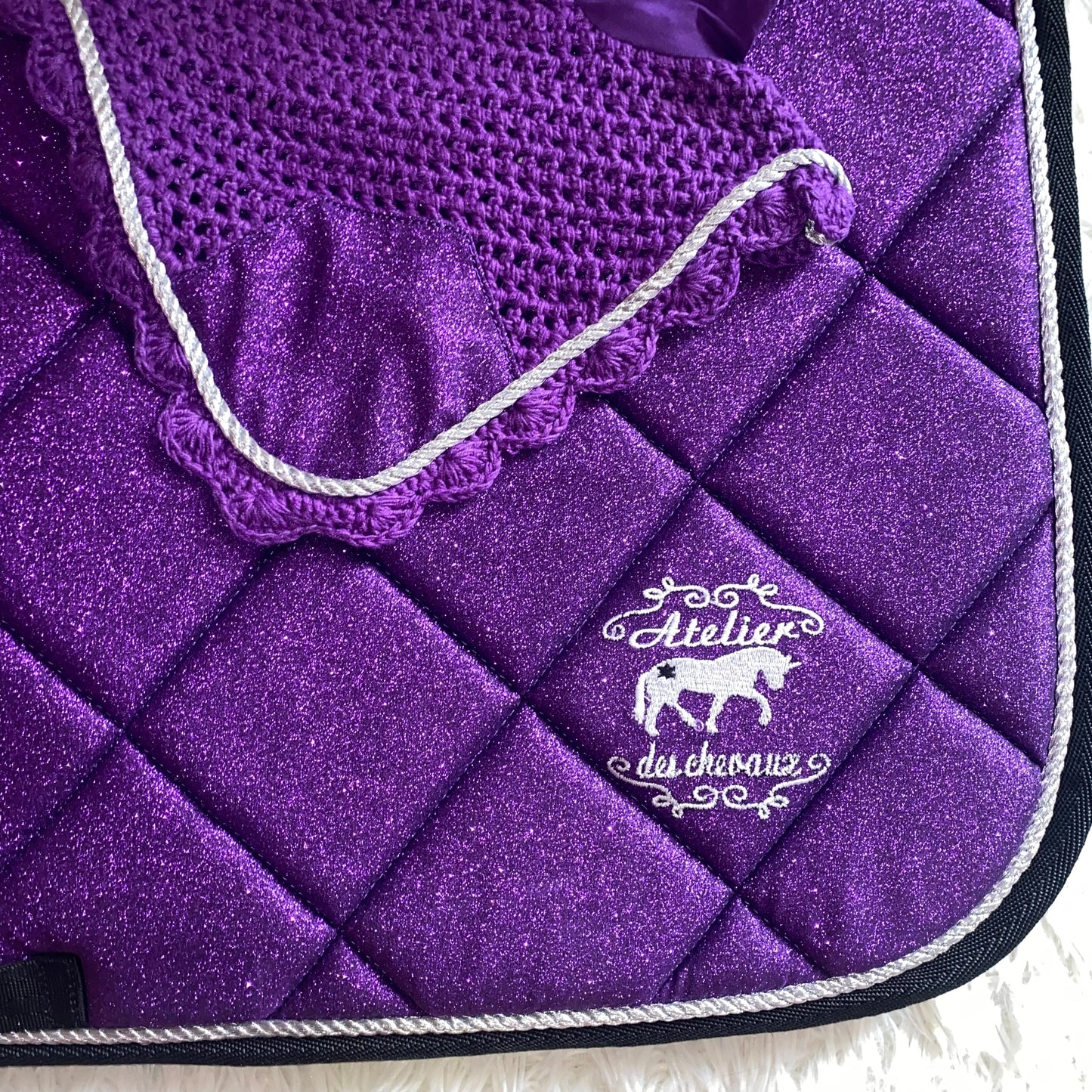 Sottosella e cuffietta da salto Viola glitter