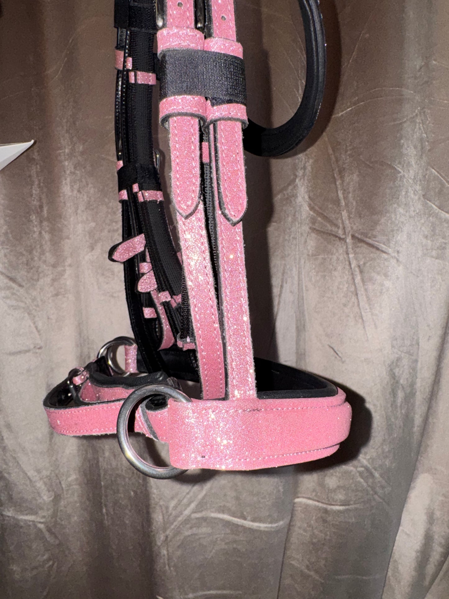 Bridle bitless with reins glitter pink