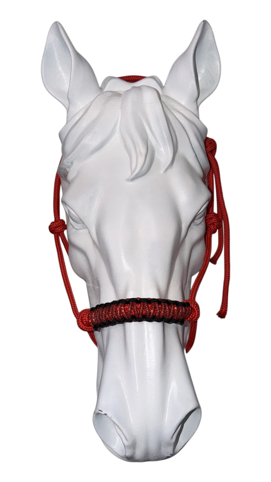 Rope halter red and black