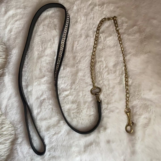 Lunghina in cuoio con decorazione brillantini argento 🤍