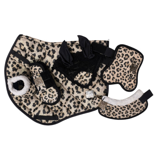 Set for showjumping leopard light brown glitter