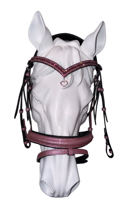 Bridle light pink with browband heart charm