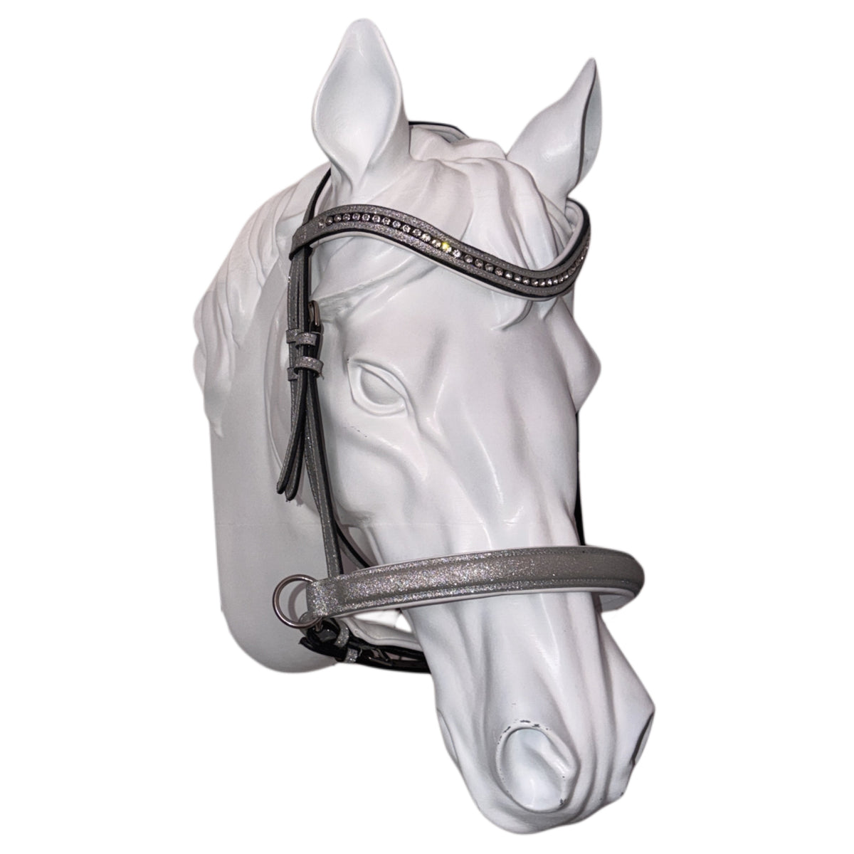 Bridle bitless with reins silver glitter