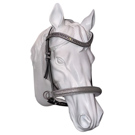 Bridle bitless with reins silver glitter