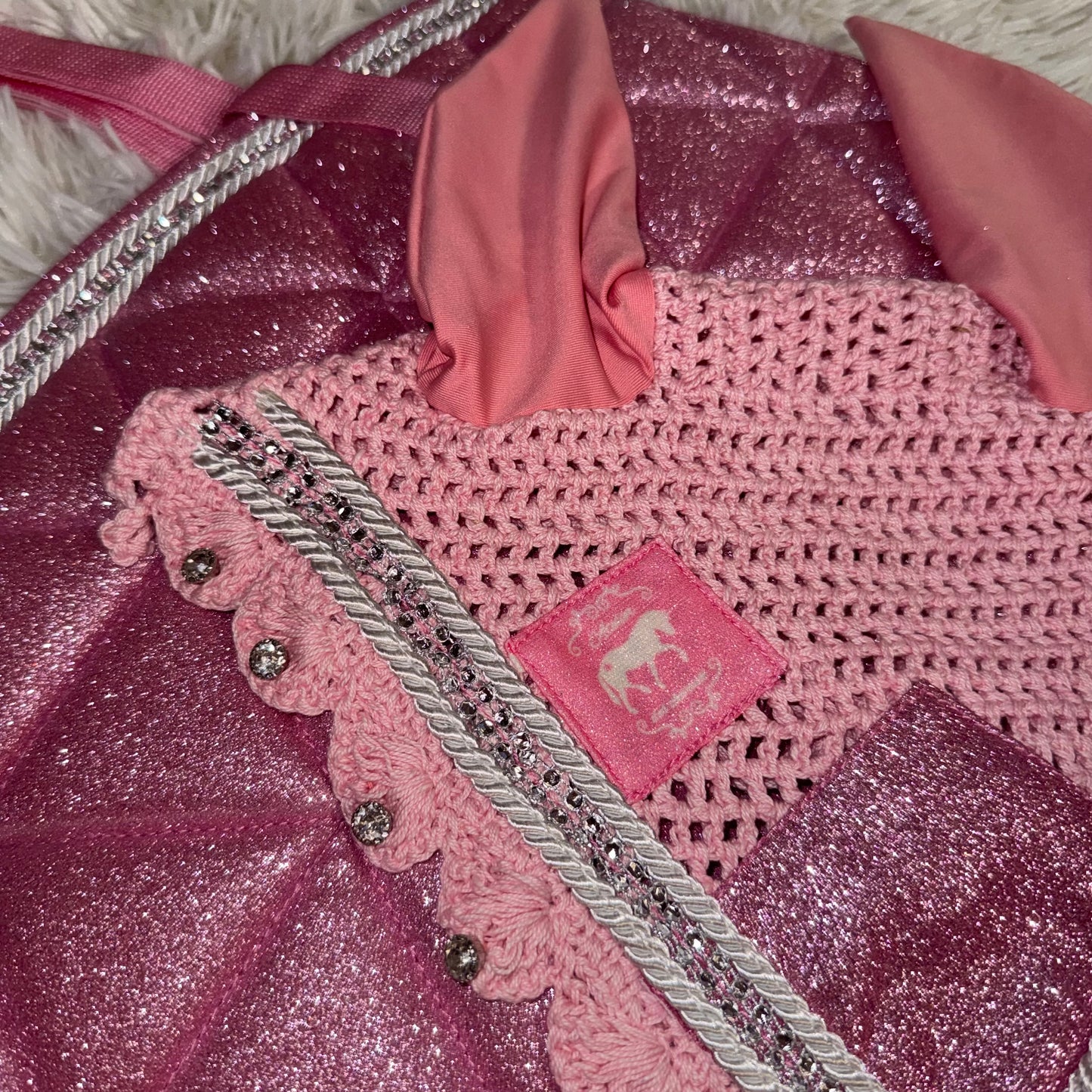 Saddlepad showjumping and bonnet pink glitter