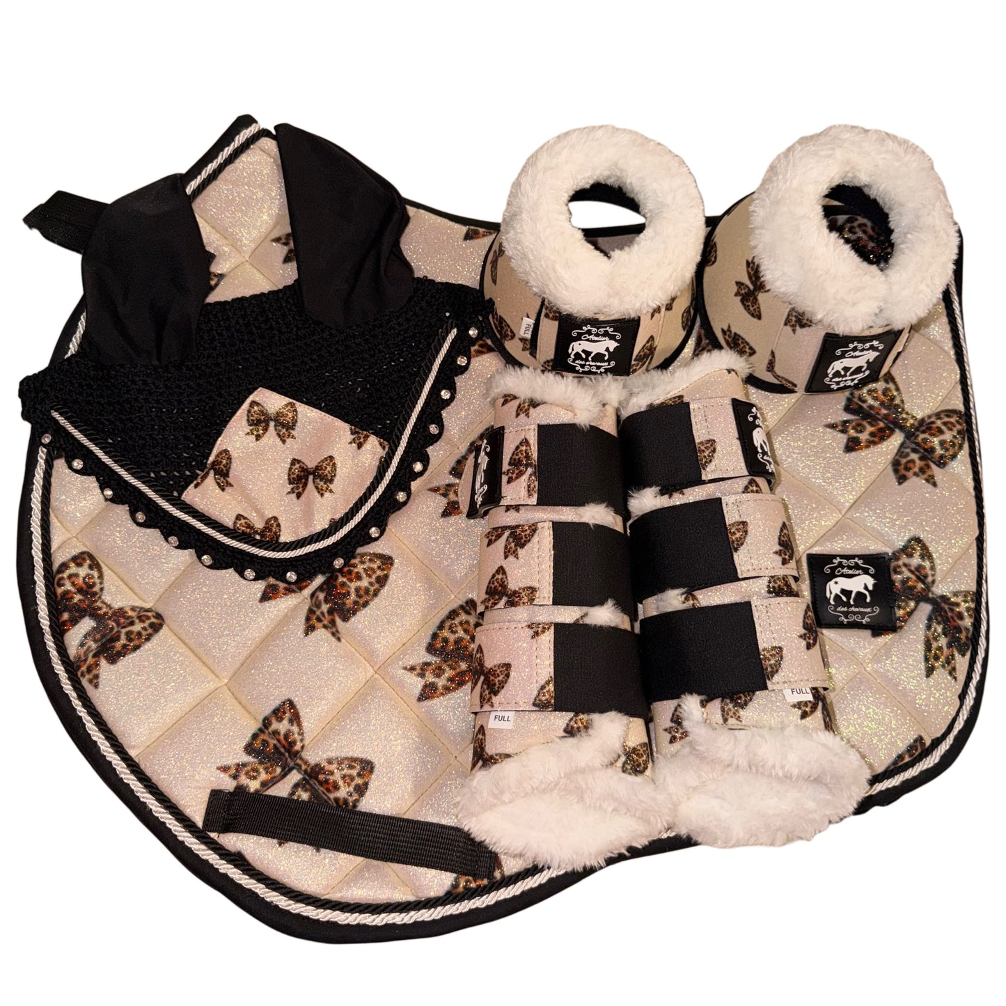 Set showjumping with leopard bows glitter
