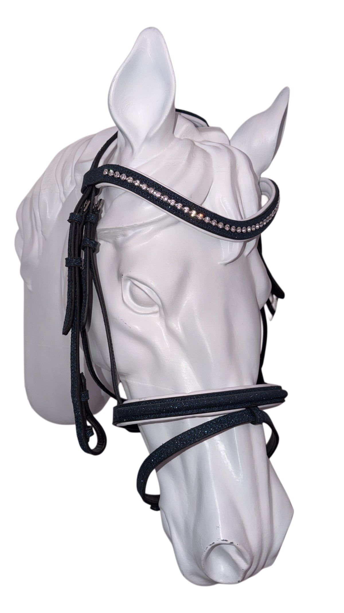 Bridle with reins dark blue glitter