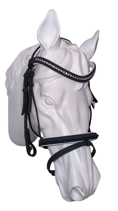 Bridle with reins dark blue glitter