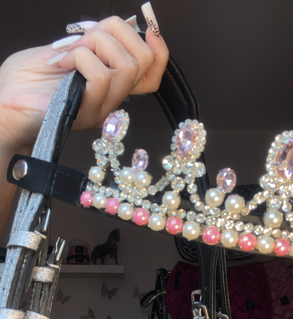 Frontalino corona rosa