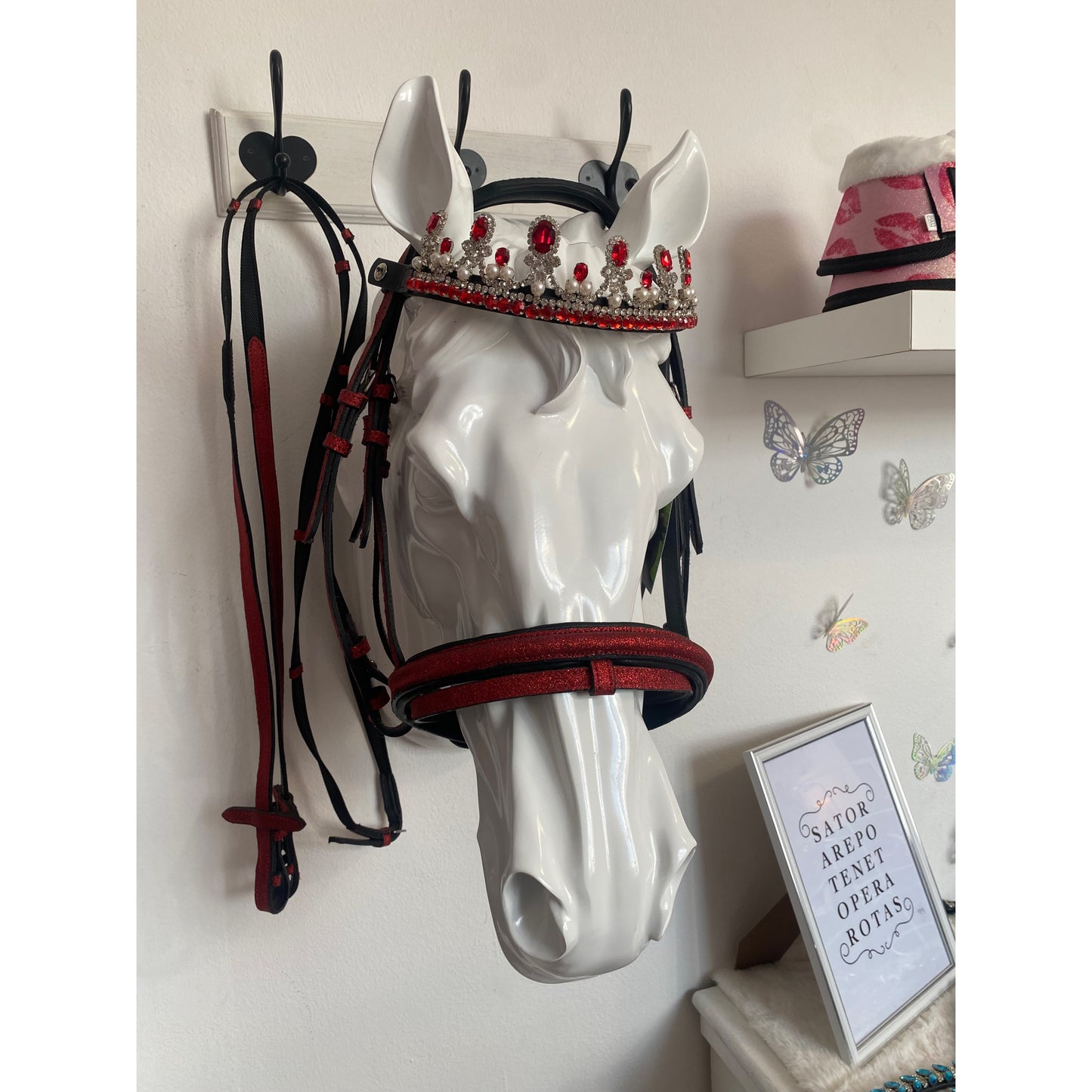 Testiera con redini rosso glitter