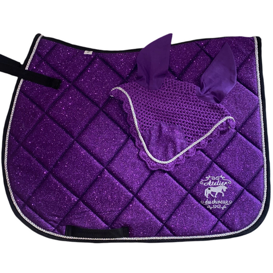 Sottosella e cuffietta da salto Viola glitter