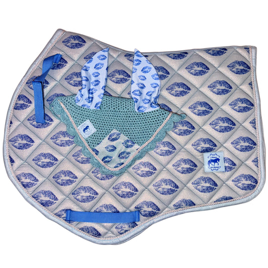 Saddlepad showjumping and bonnet blue glitter with kiss