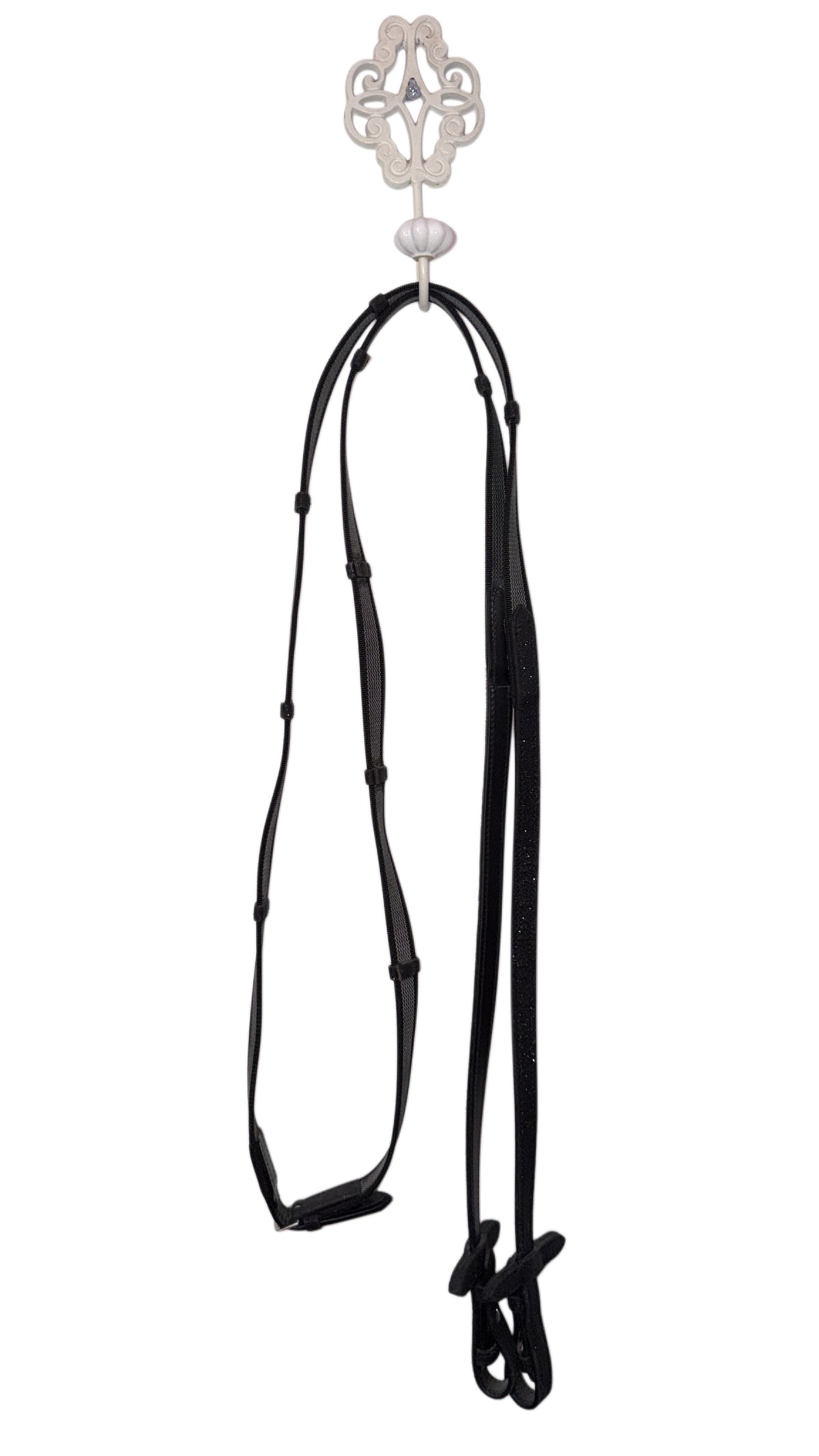 Bridle with reins black glitter