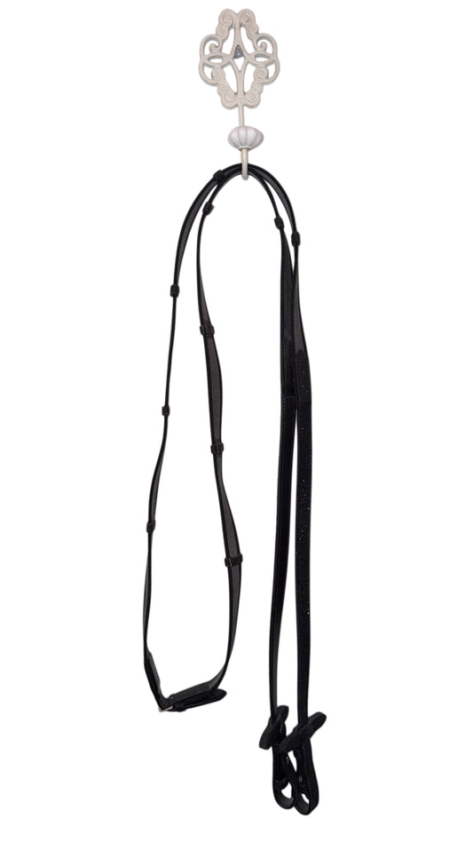 Bridle with reins black glitter