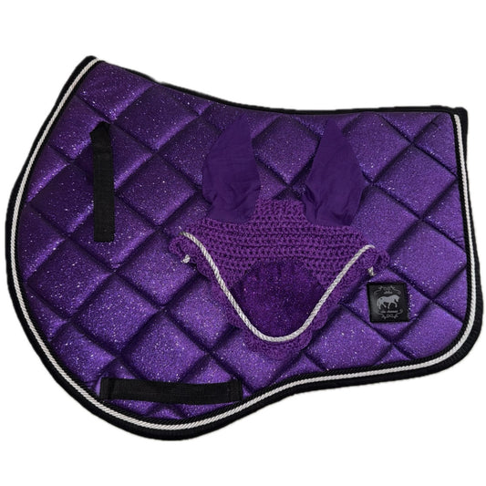 Saddlepad showjumping and bonnet purple glitter