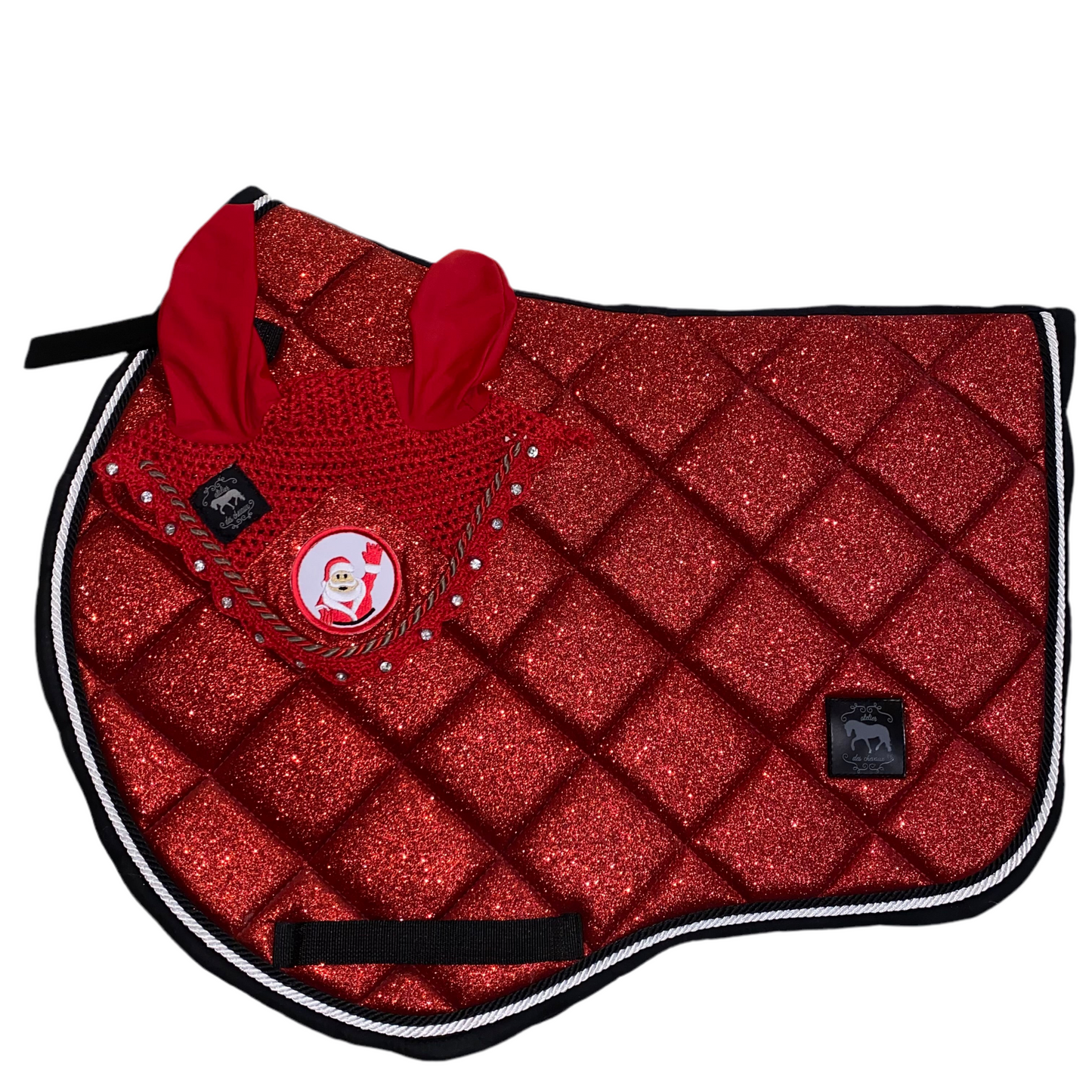 Sottosella e cuffietta da salto rosse glitter natalizio ✨