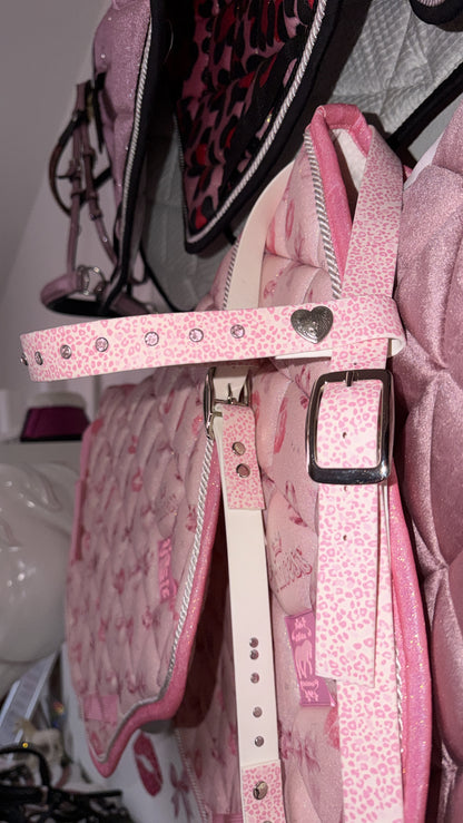 Bridle without noseband leopard pink