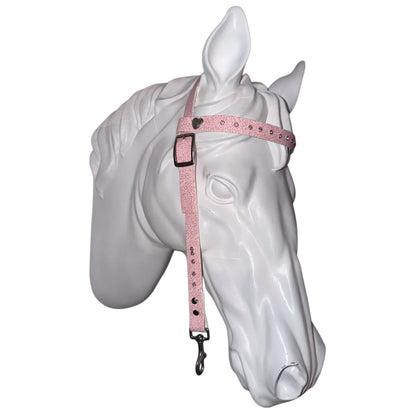 Bridle without noseband leopard pink