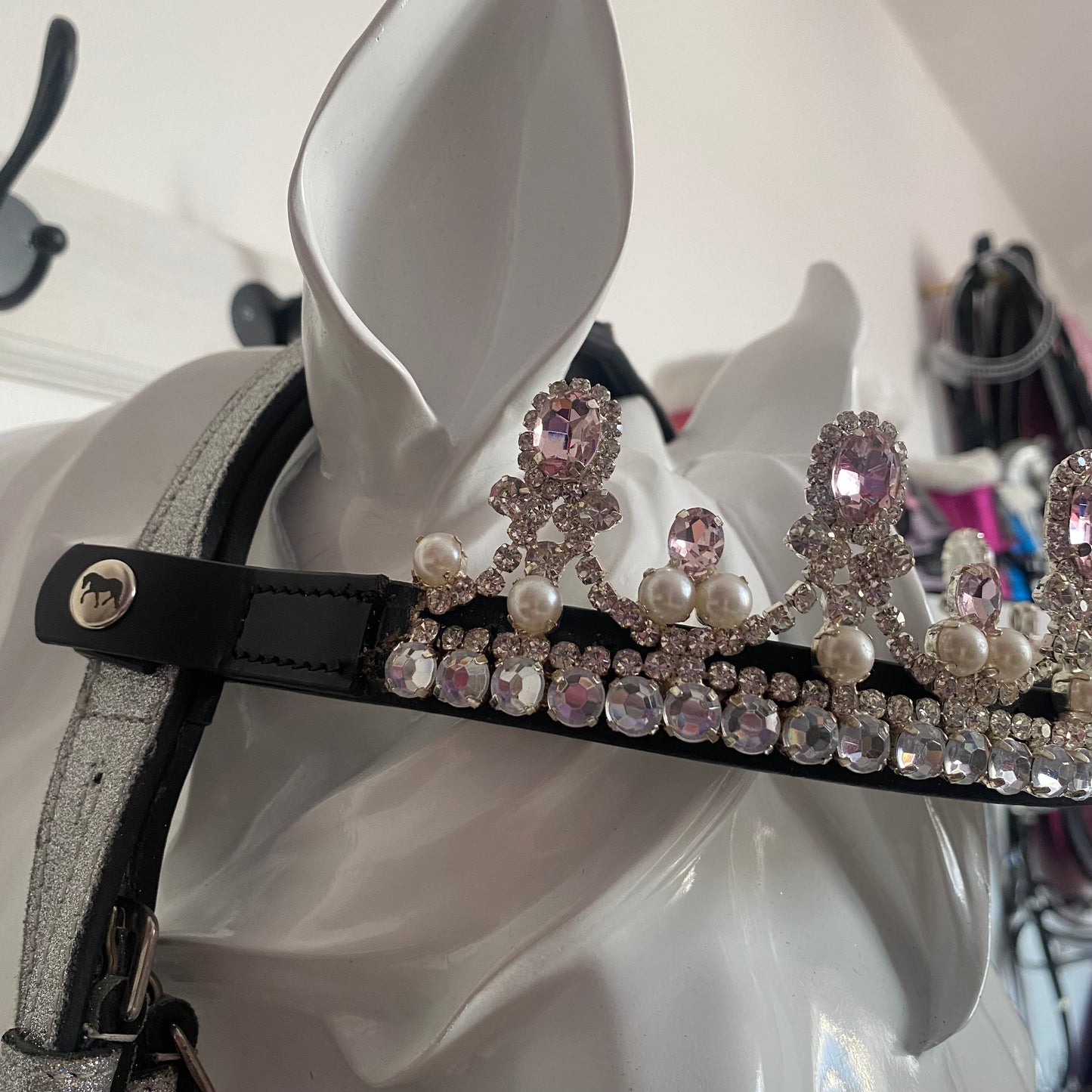 Frontalino corona argento/rosa