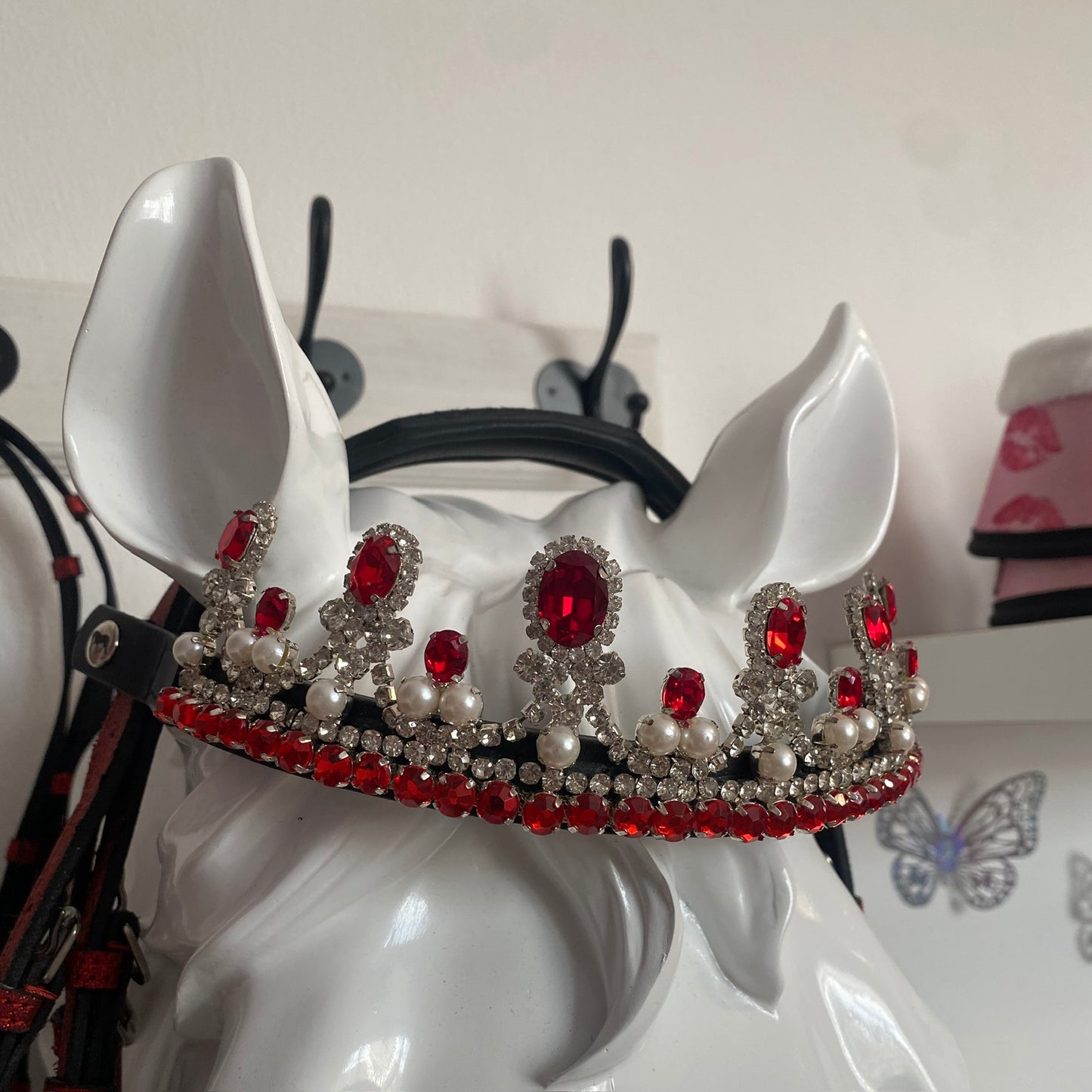 Frontalino corona con diamanti rosso