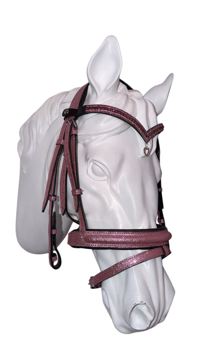 Bridle light pink with browband heart charm