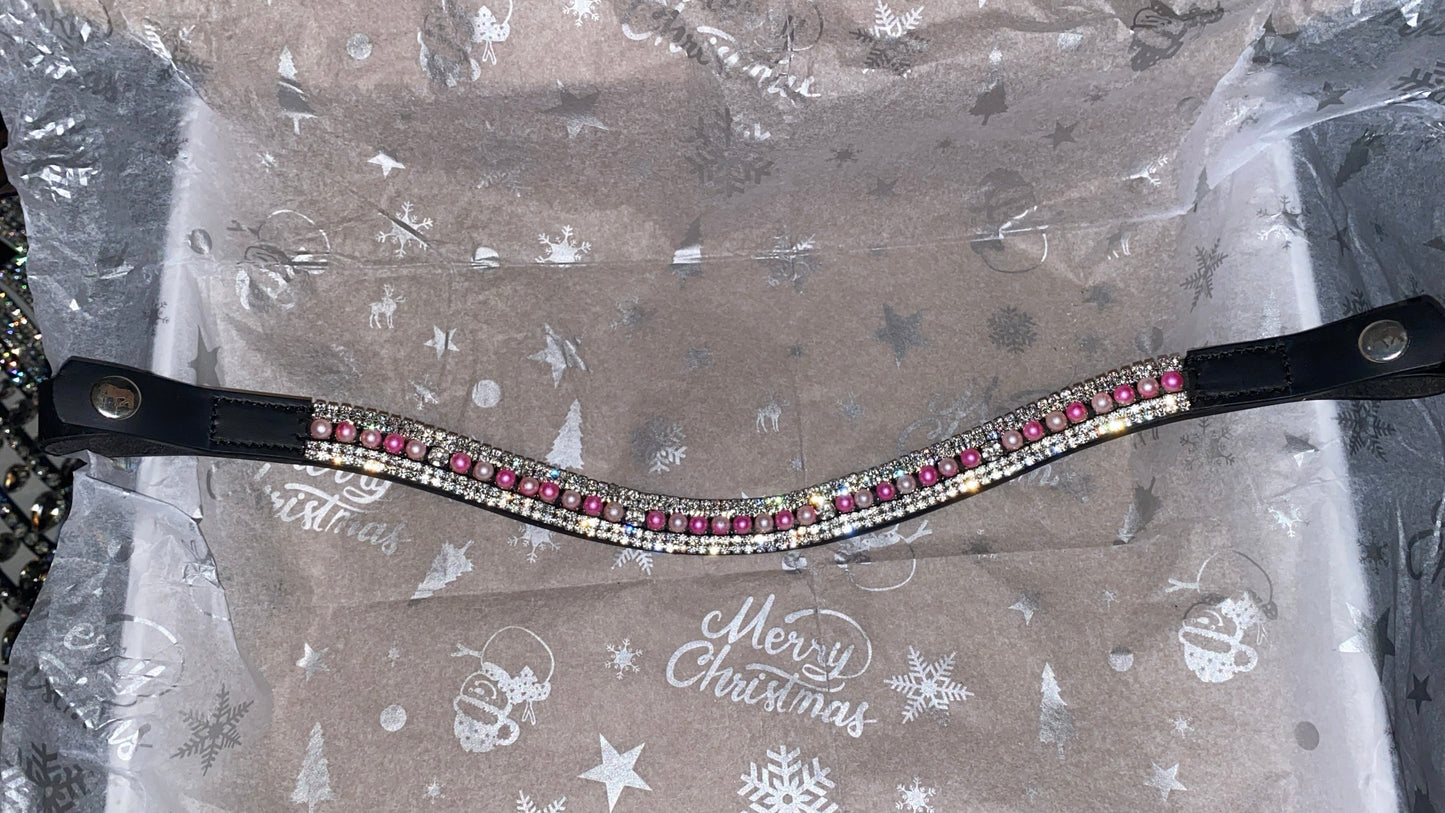 Frontalino con perle rosa