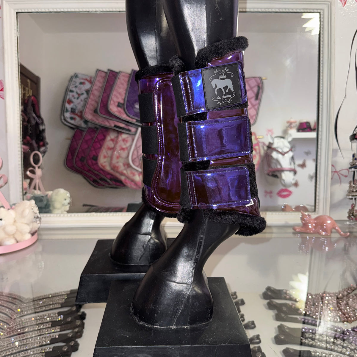 Brushing boots metallic purple