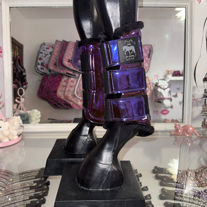 Brushing boots metallic purple