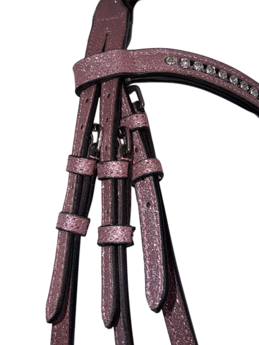 Bridle with reins light pink glitter