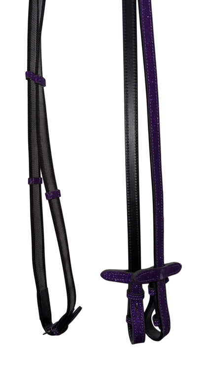 Bridle with reins purple glitter