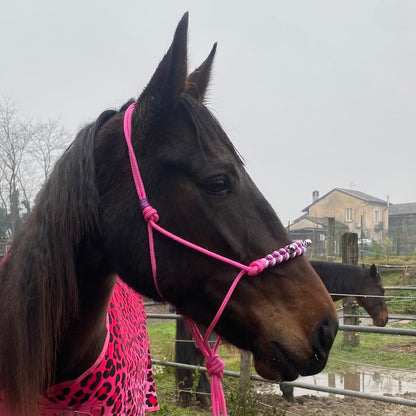Cavezza in corda rosa natalizia