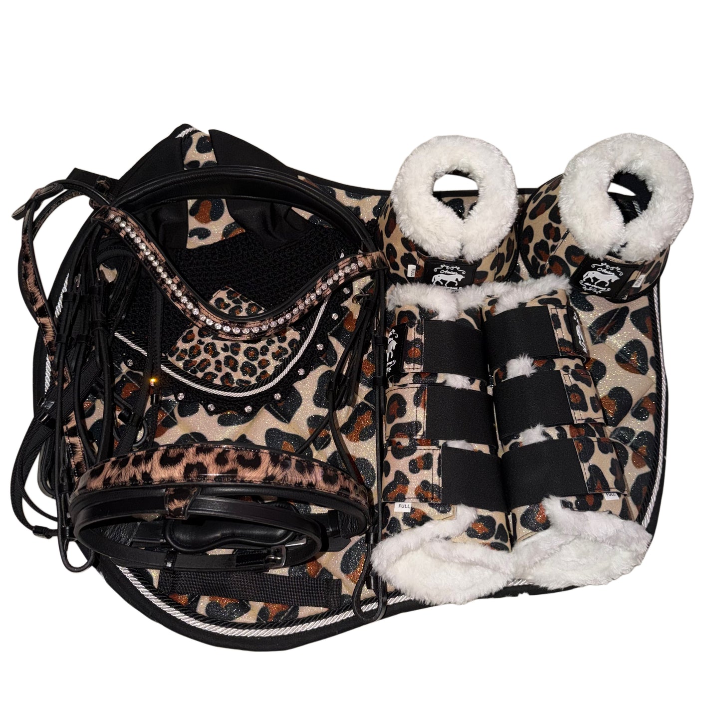Set showjumping leopard brown glitter