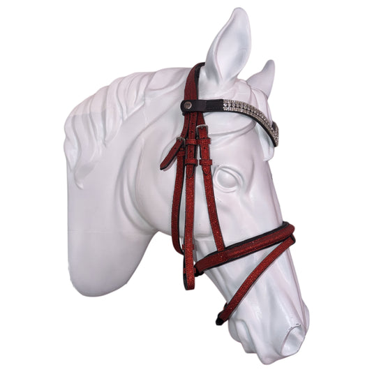 Bridle with reins red glitter