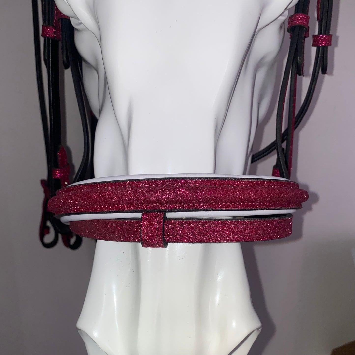 Headstall with fuchsia glitter reins