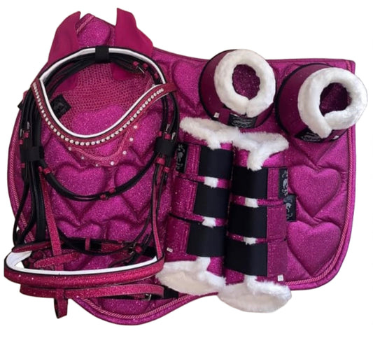 Set showjumping fuchsia glitter